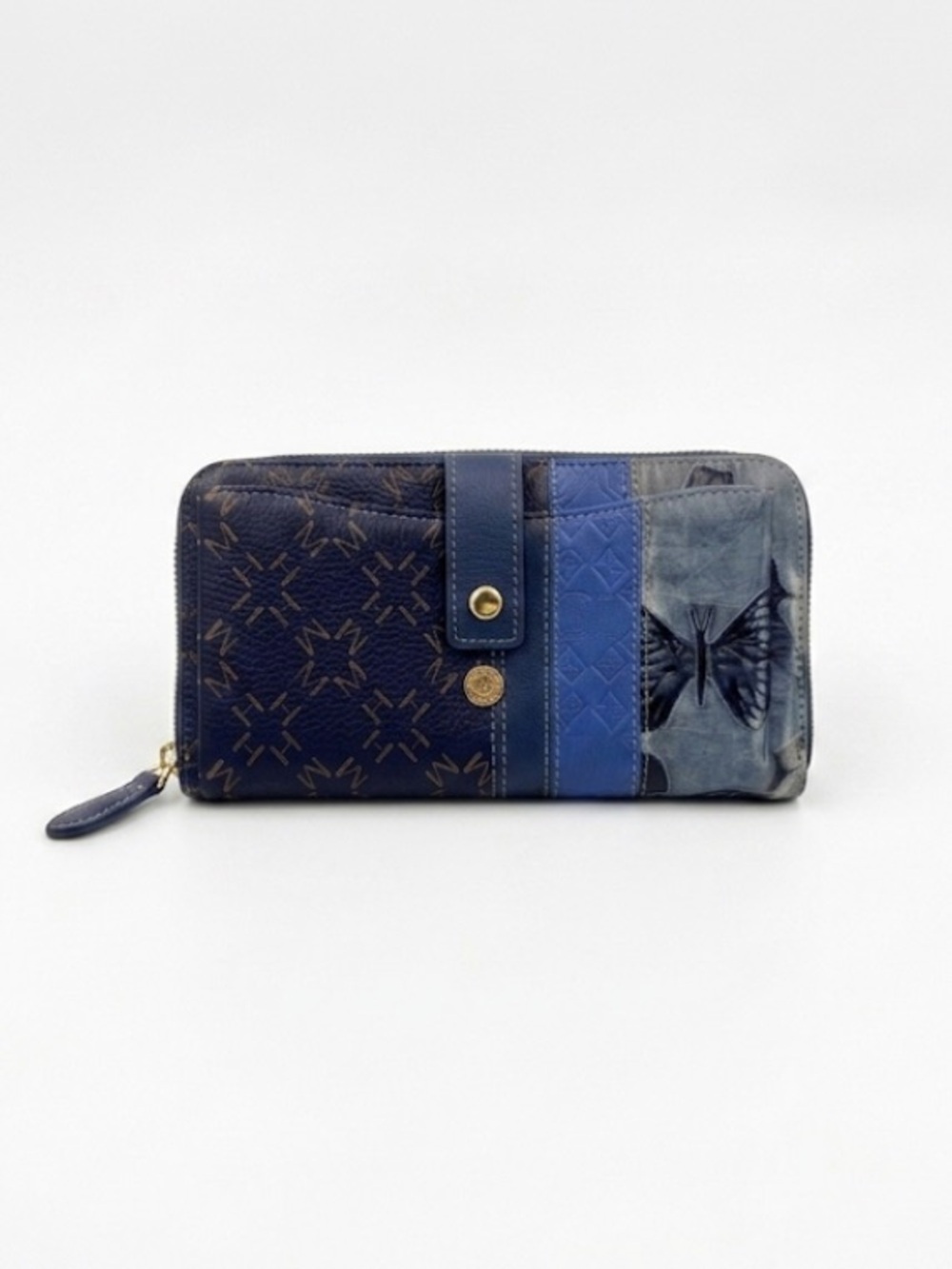 Mario Hernández Matilde Indigo Leather Zip Wallet Butterfly Edition Like New!